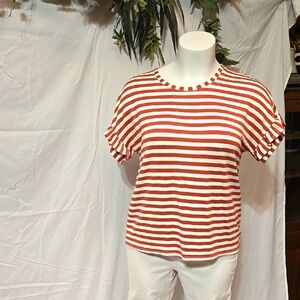 Red and White Striped Women's Top